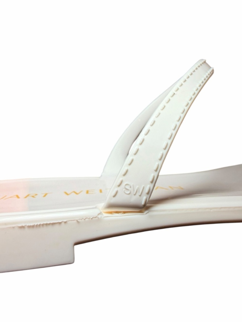 Stuart Weitzman Sawyer Jelly Sandals Sz 11 White Minimal Strappy Flat Slide - Picture 7 of 11